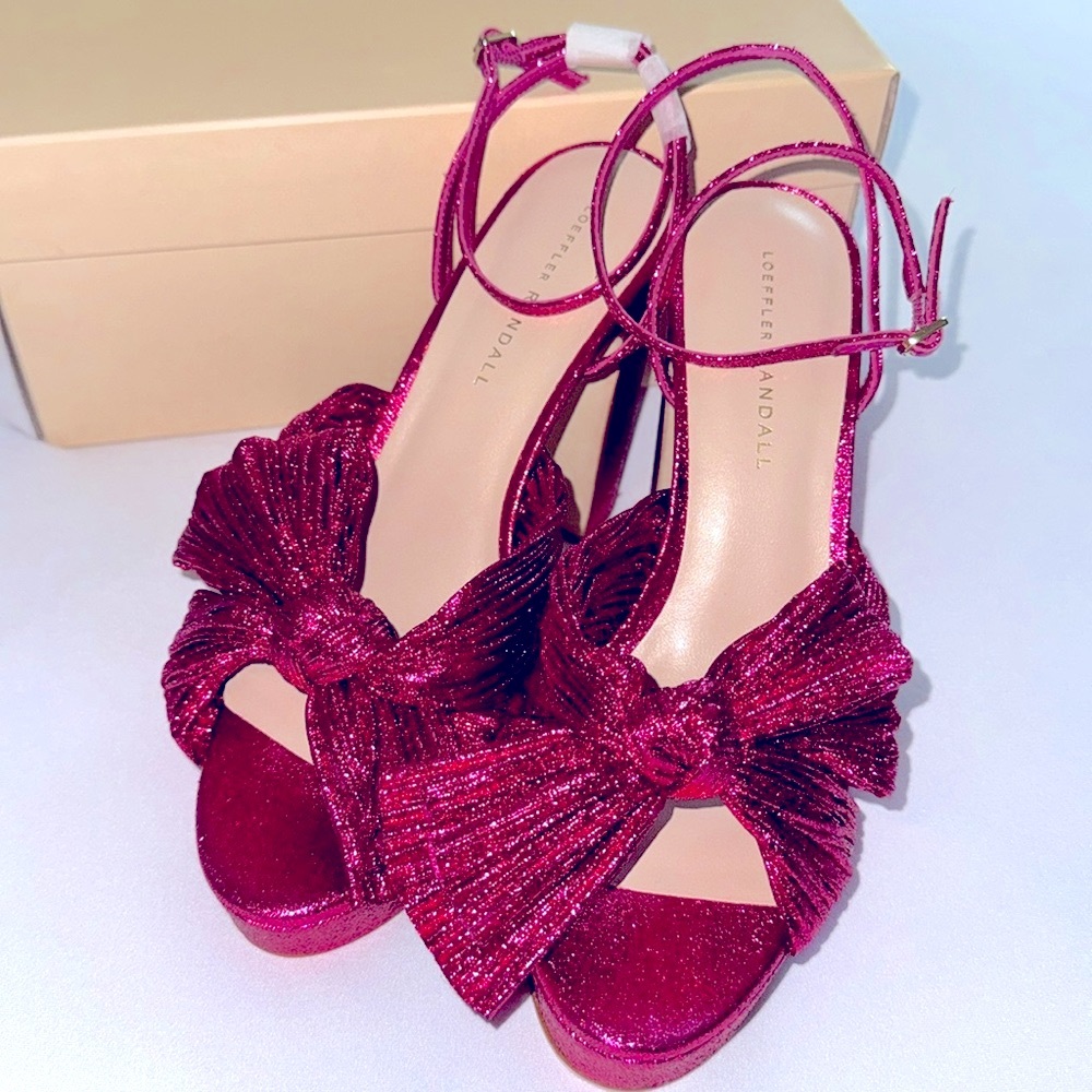 Loeffler Randall Pink Glitter Platform Sandals